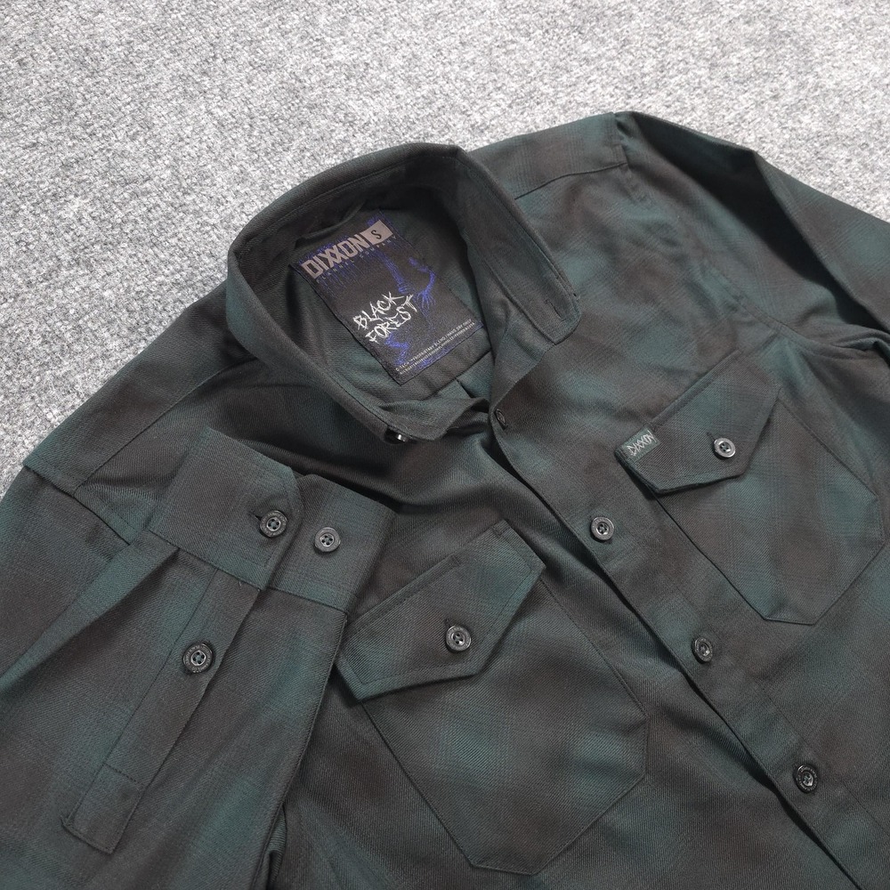 Dixxon Shirt Mens Small Green Black Forest Flannel Plaid Casual Camp Outdoors